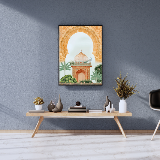 Royal Mughal Arch Wall Frame with Peacock