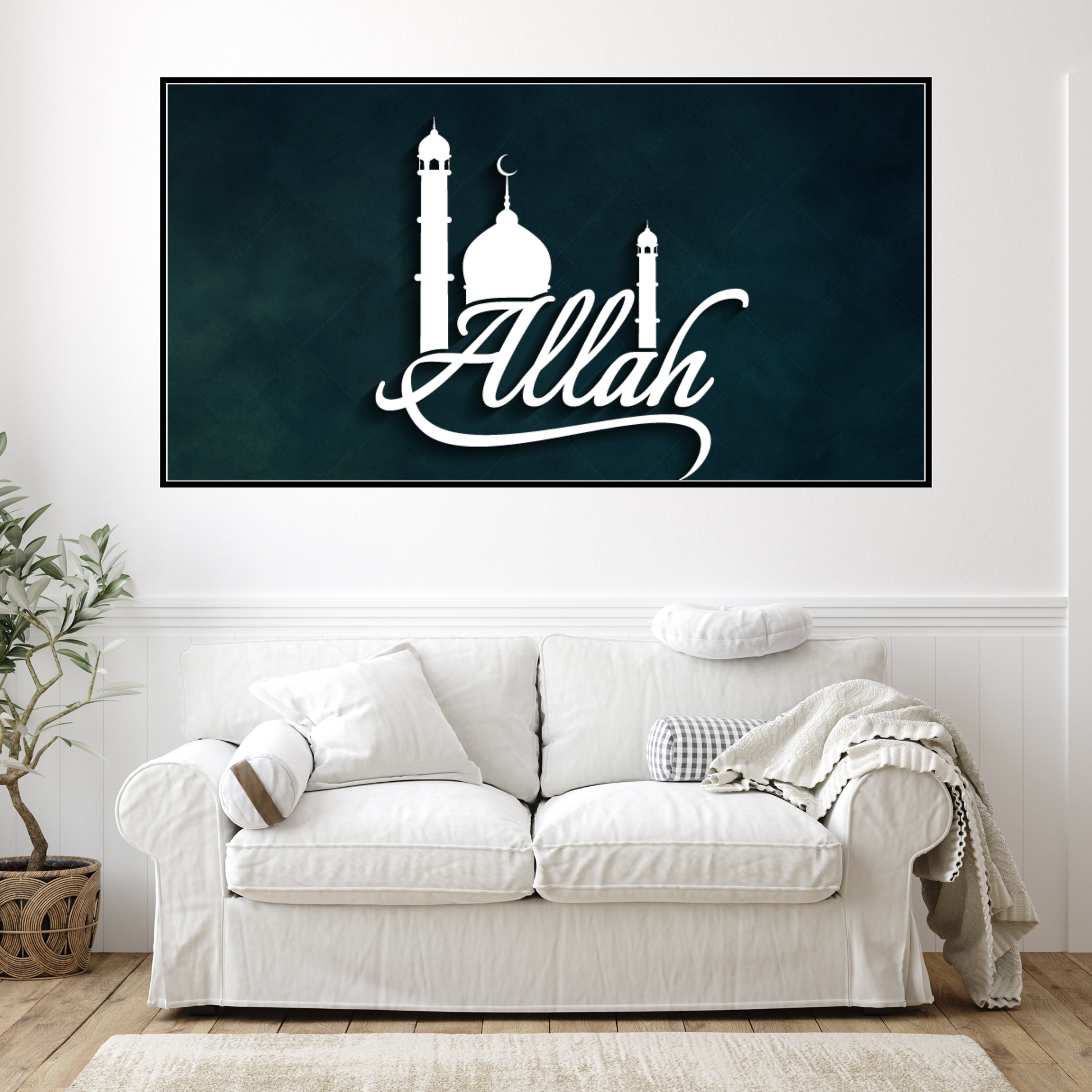 Modern Islamic Wall Frame with Mosque & Allah Name