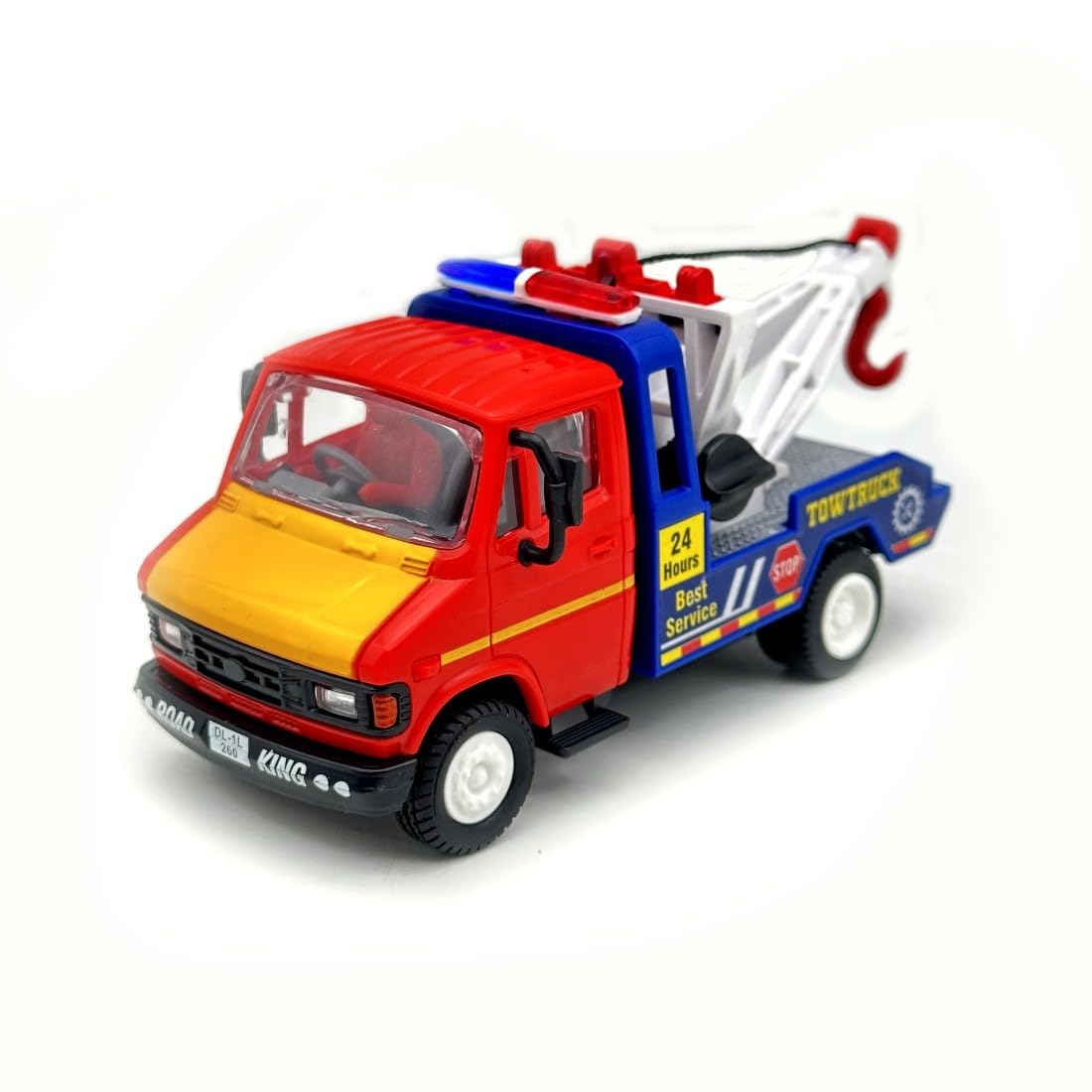 Amisha Gift Gallery Truck Toys for Kids Tuf 07 Tow Crane Truck, Pull Back Action Toy Vehivcle, Pull & Retract Tow Trucks with Hook (Assorted Colour, Pack of: 1)