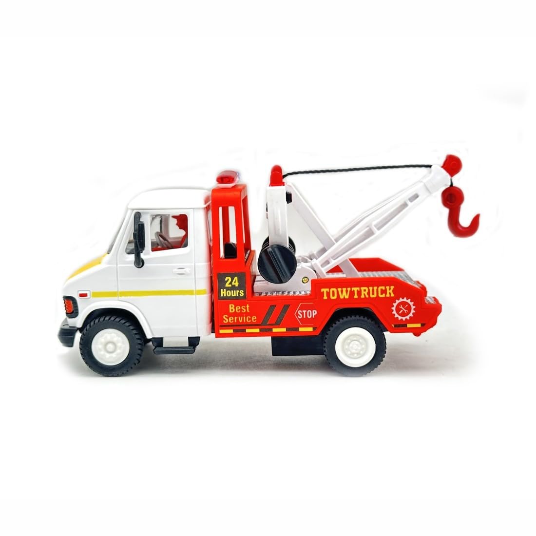 Amisha Gift Gallery Truck Toys for Kids Tuf 07 Tow Crane Truck, Pull Back Action Toy Vehivcle, Pull & Retract Tow Trucks with Hook (Assorted Colour, Pack of: 1)