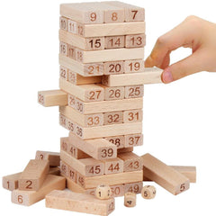 Amisha Gift Gallery 48 Pcs 3 Dice Challenging Wooden Blocks Games for Adults and Kids, Tumbling Tower Stacking Toys with Dices Board Best Educational Puzzle Game