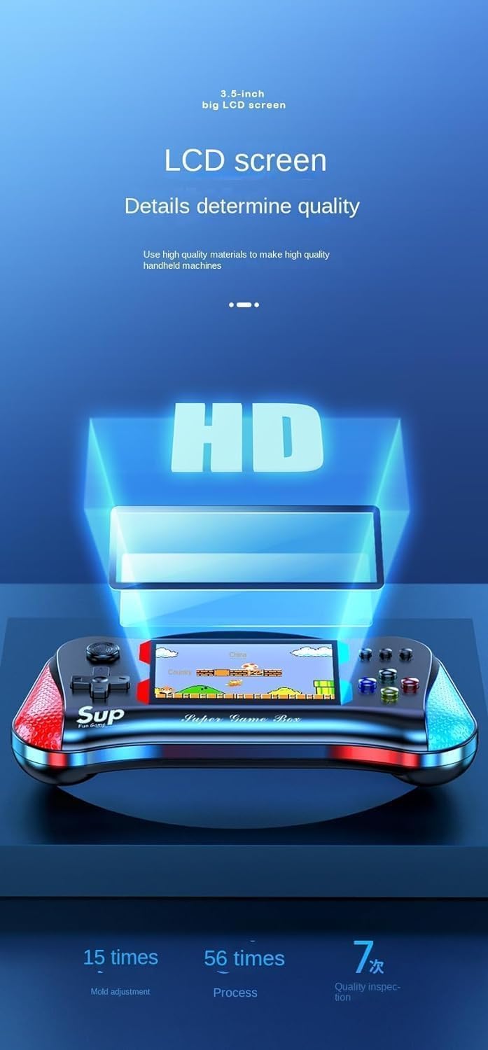Classic Retro Handheld Console with Gamepad - 3.5In HD Screen Video Game for Kids | for Age 8-10 | Return Gifts for Birthday Party | Video Game for TV | USB Rechargeable (Assorted Colour)