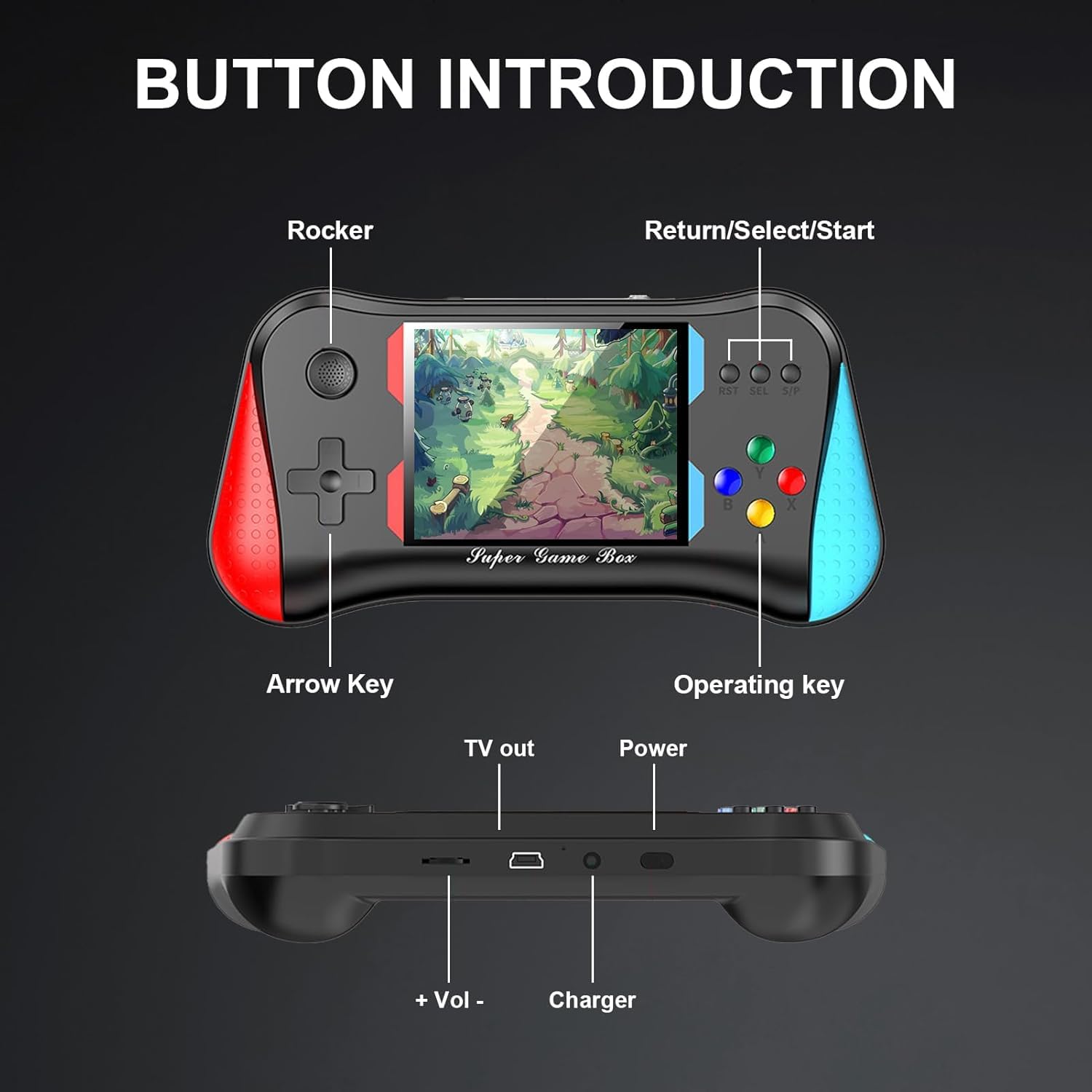 Classic Retro Handheld Console with Gamepad - 3.5In HD Screen Video Game for Kids | for Age 8-10 | Return Gifts for Birthday Party | Video Game for TV | USB Rechargeable (Assorted Colour)