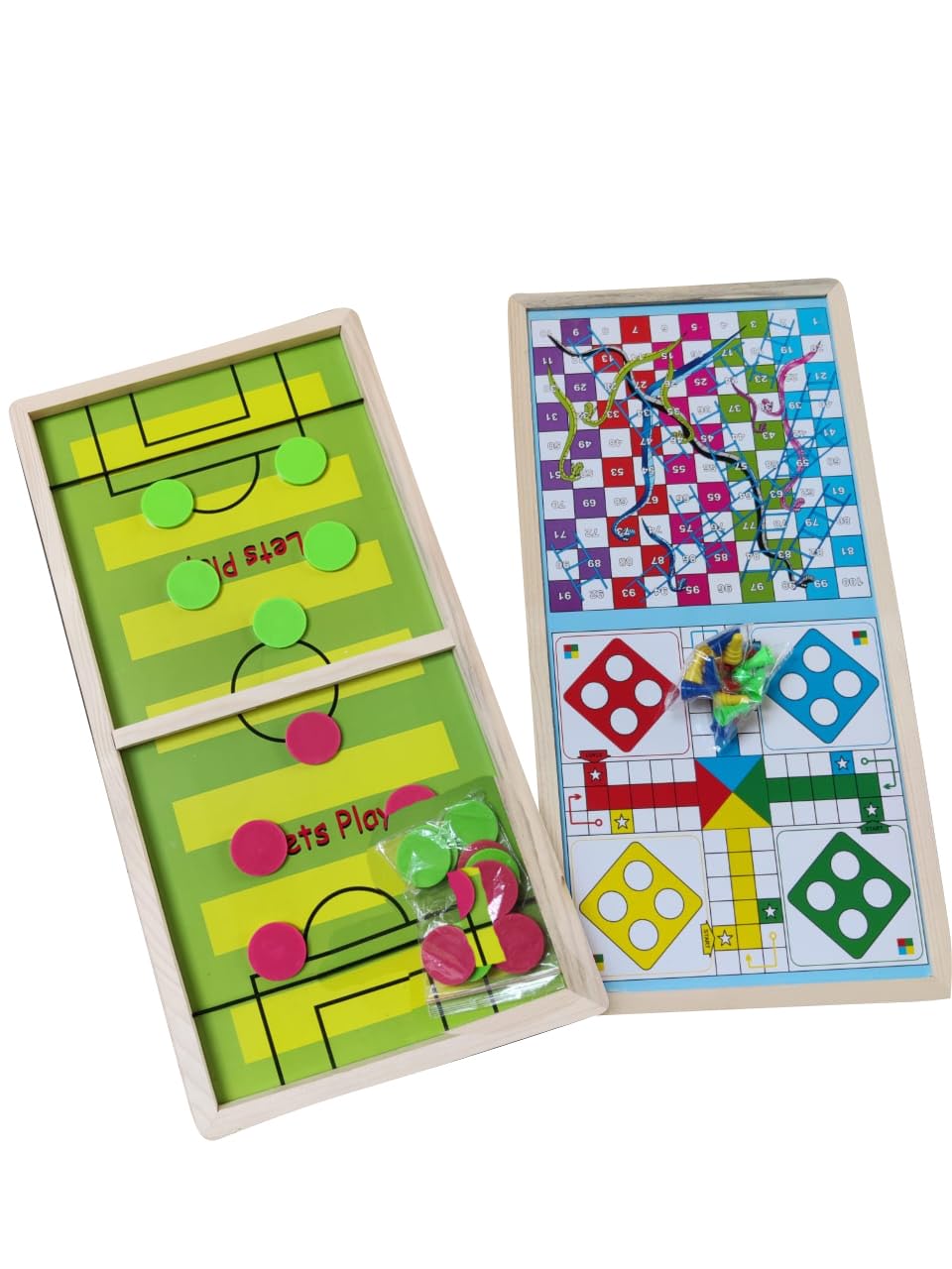 Amisha Gift Gallery Carrom Board for Kids String Hockey Ludo Snake and Ladder 3 in 1 Board Games for Adults & Wooden String Hockey Game Sling Puck Board Hockey Toy Perfect for Family Entertainment