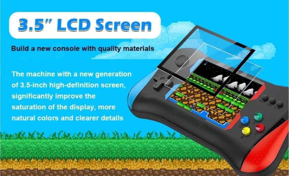 Classic Retro Handheld Console with Gamepad - 3.5In HD Screen Video Game for Kids | for Age 8-10 | Return Gifts for Birthday Party | Video Game for TV | USB Rechargeable (Assorted Colour)