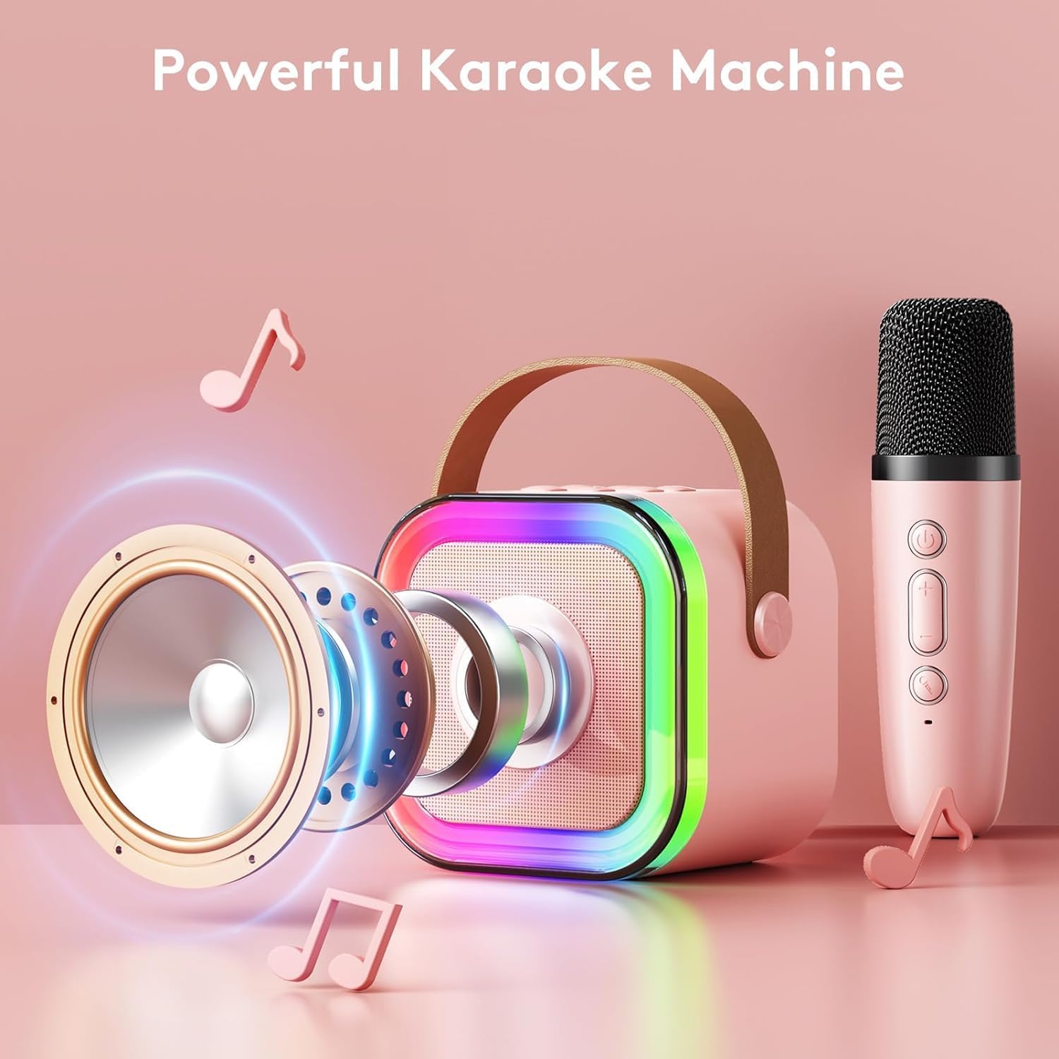 Amisha Gift Gallery Karaoke Microphone for Kids, Wireless Bluetooth with LED Lights, Portable Handheld Mic Speaker Machine, Great Gifts Toys for Girls Boys Adult (Mic with Speaker) (Assorted Colour)